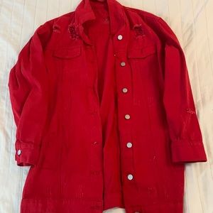 Red jean jacket